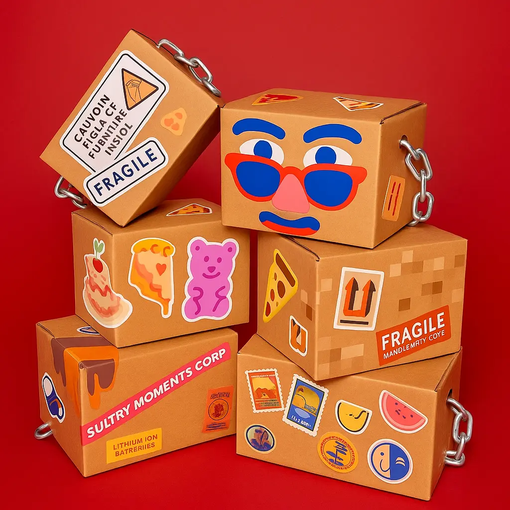 Boxes with stickers