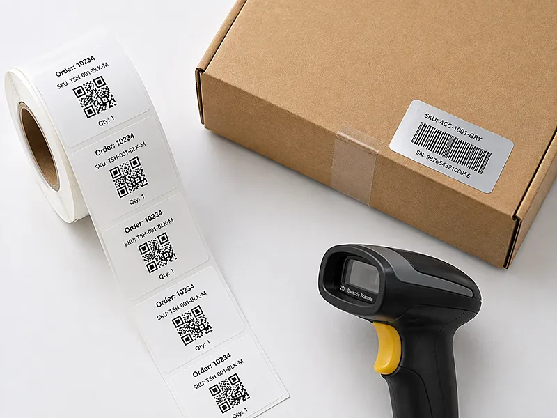 สแกนบาร์โค้ดบนฉลากสินค้า Scanning a barcode on a product label